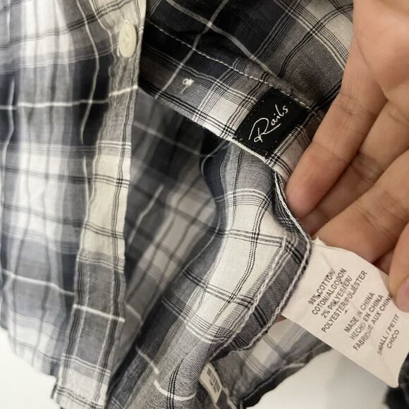 RAILS Hunter button up black blue plaid long sleeve flannel shirt size medium - Picture 4 of 5